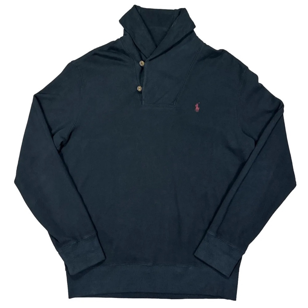 Polo Ralph Lauren Shawl Collar Sweater Pullover Black Classic Comfy Men’s Large